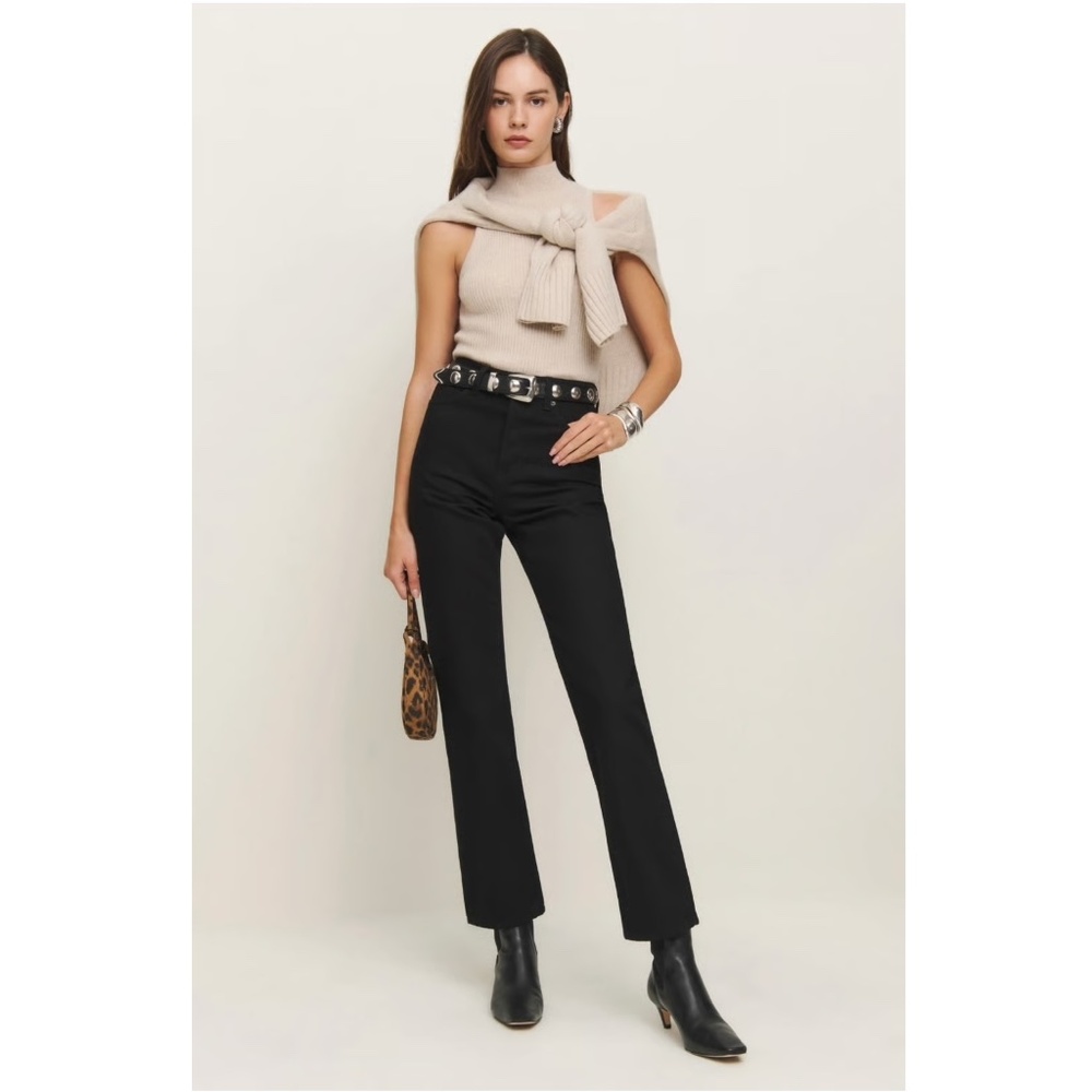Reformation Cynthia Black High Rise Straight Leg Jeans Size 23